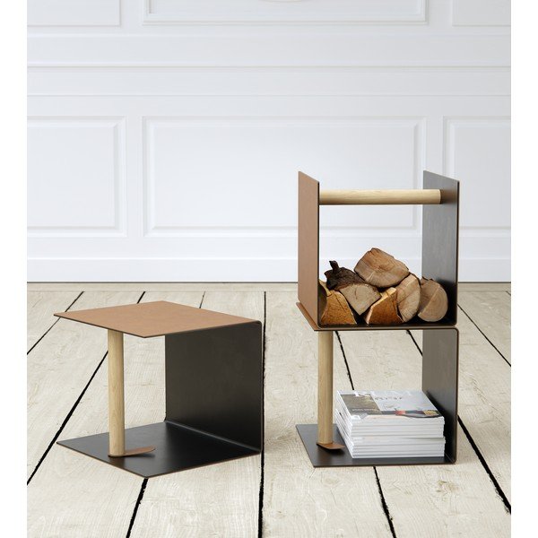 Must metall/öko-nahast dekoratiivne hoiukast 32x38x31 cm Bull - LIND DNA-image-1