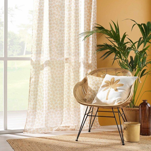 Kollane-valge voile kardin 140x240 cm Maddy - douceur d'intérieur-image-3