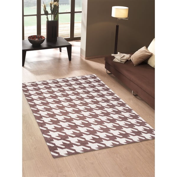 Vysoce odolný kuchyňský koberec Webtappeti Pied de Poule Brown, 80 x 130 cm