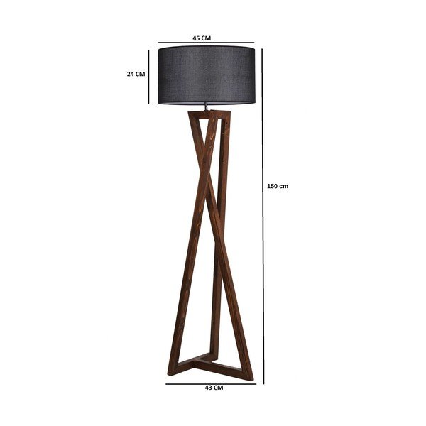 Must-pruun põrandavalgusti tekstiilist varjuga (kõrgus 149 cm) Maçka - Opviq lights-image-3