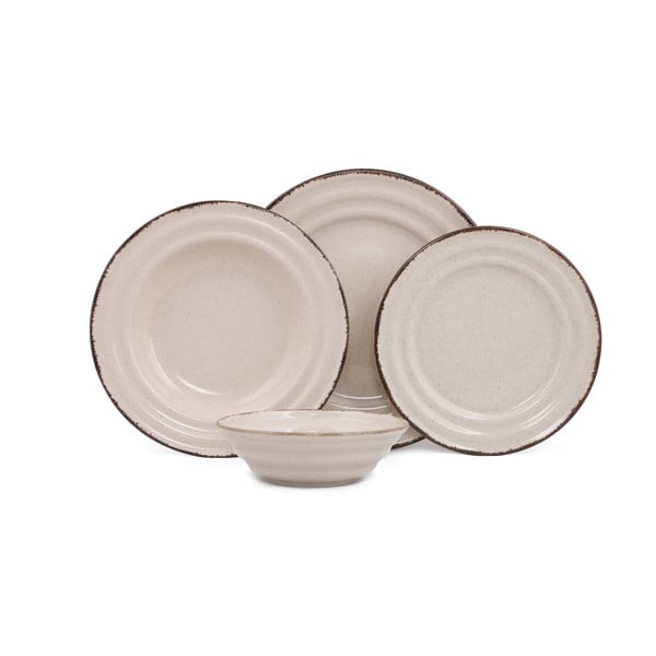 24-osaline komplekt beežist portselanist nõusid Basis - Kütahya Porselen-image-2