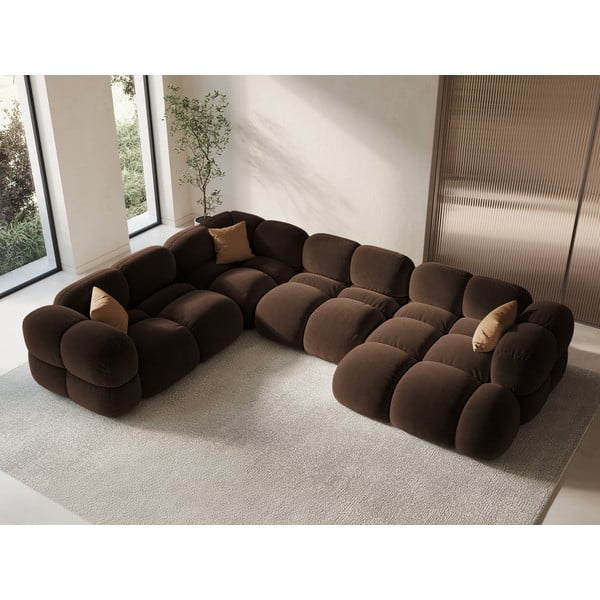  Tumepruun sametist nurgadiivan (vasak nurk/U-kujuline) Loretto – Cosmopolitan Design-image-1