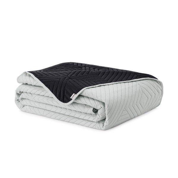 Must/helehall tepitud mikrokiust voodikate 240x260 cm Softa - Restilo