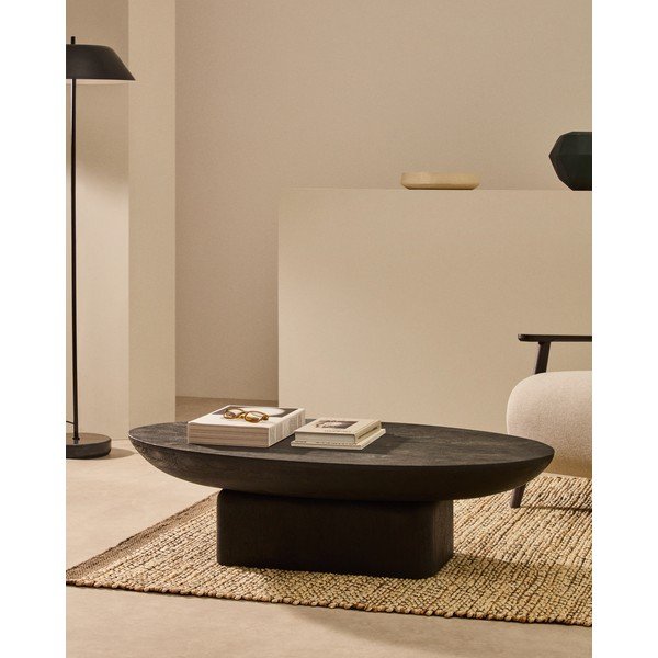 Must kohvilaud täispuidust akaatsiapuust 70x140 cm Ovak - Kave Home-image-1