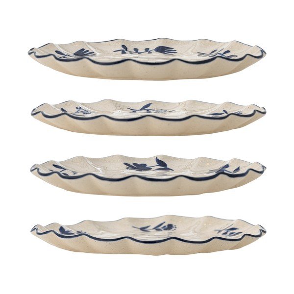 Sinised/kreemjad magustoidutaldrikud 4-osalise komplektiga, valmistatud kivikeraamikast, ø 20,5 cm Eimy - Bloomingville-image-3