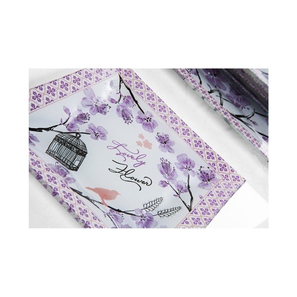 Bílo-fialová sada 6 dezertních talířků a talíře na dort Mezzo-image-1