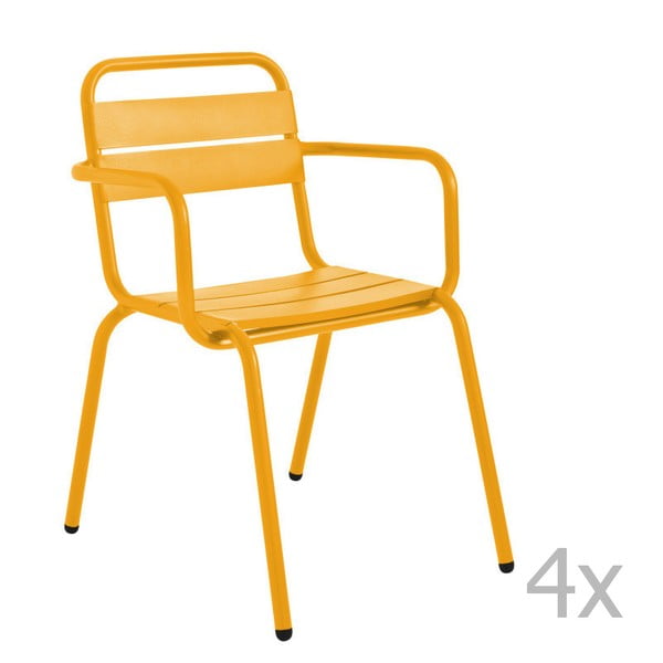 Sada 4 žlutých zahradních židlí Isimar Barceloneta