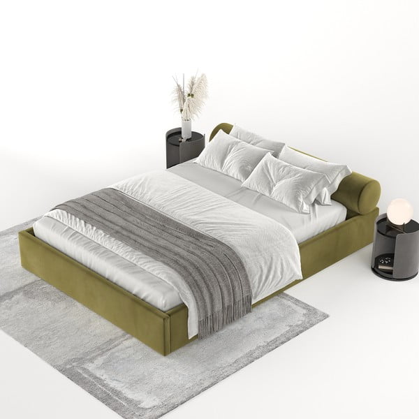 Tumeroheline polsterdatud kaheinimesevoodi koos panipaiga ja voodipõhjaga 160x200 cm Solvo - Maison de Rêve-image-3