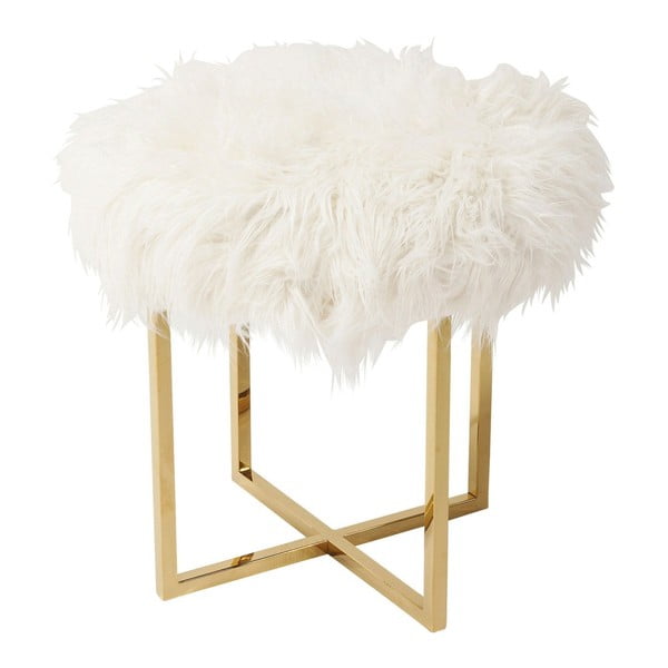 Bílá stolička s detaily ve zlaté barvě Kare Design Mr Fluffy