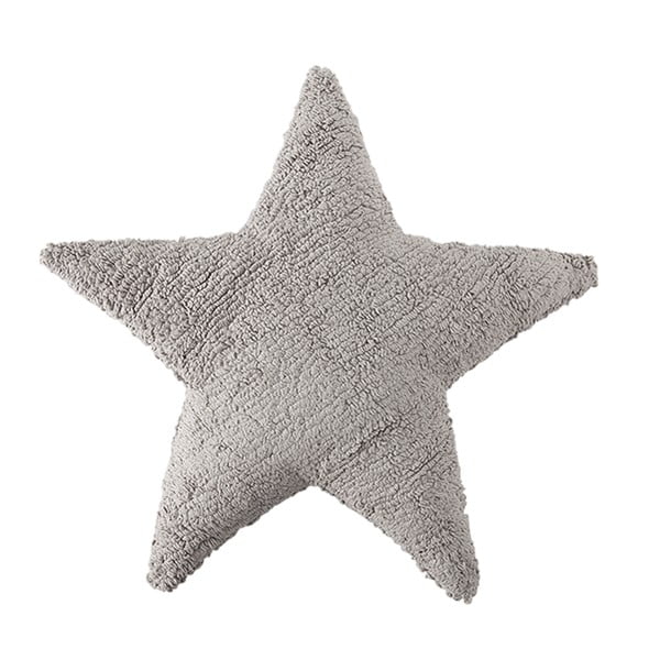 Světle šedý bavlněný ručně vyráběný polštář Lorena Canals Star, 54 x 54 cm