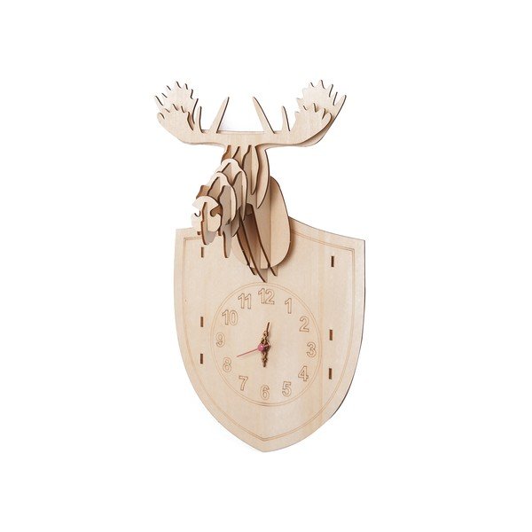 Dřevěné hodiny na složení Moose