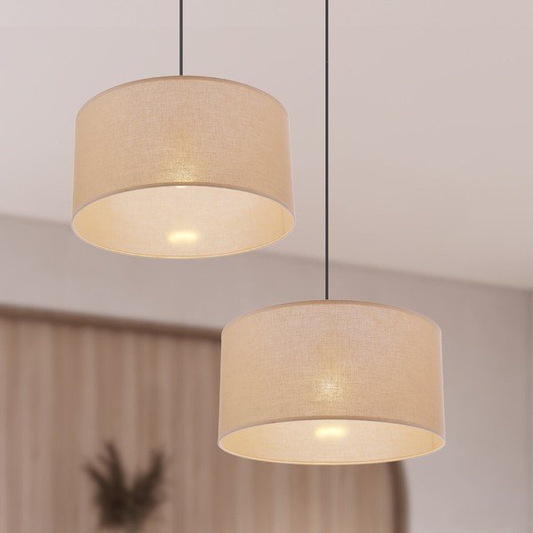 Beež rippvalgusti tekstiilist varjuga ø 40 cm Shanti - Candellux Lighting-image-2