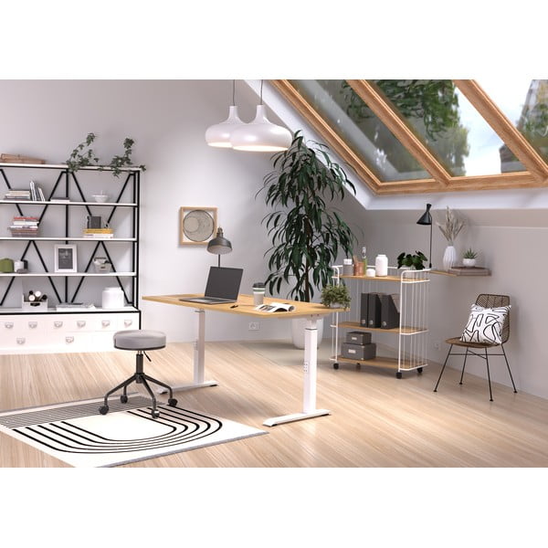 Reguleeritava kõrgusega tammedekooriga töölaud 80x140 cm Downey – Germania-image-1