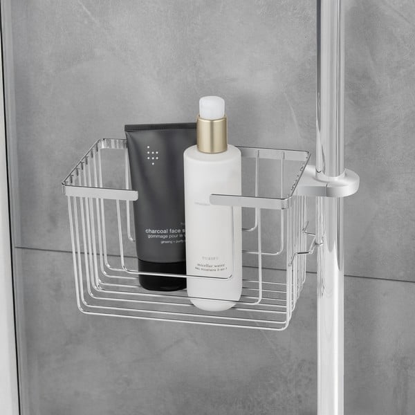 Hõbedane roostevabast terasest vannitoa riiul (ilma puurimiseta) Valognes - Wenko-image-2