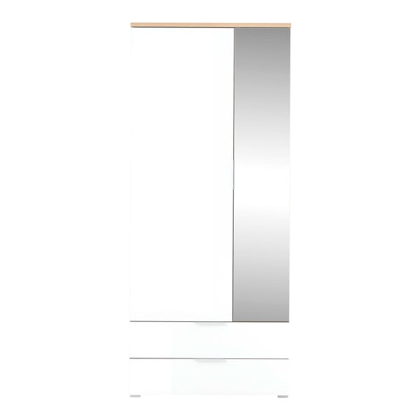 Valge tamme värvi riidekapp koos peegliga 84x196 cm Telde - Germania-image-2