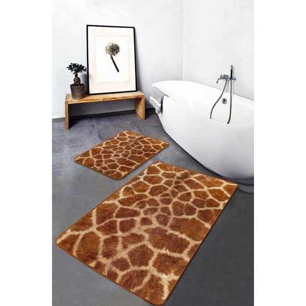 Pruunid sametist vannitoamatid 2tk komplektis 60x100 cm - Mila Home-image-3