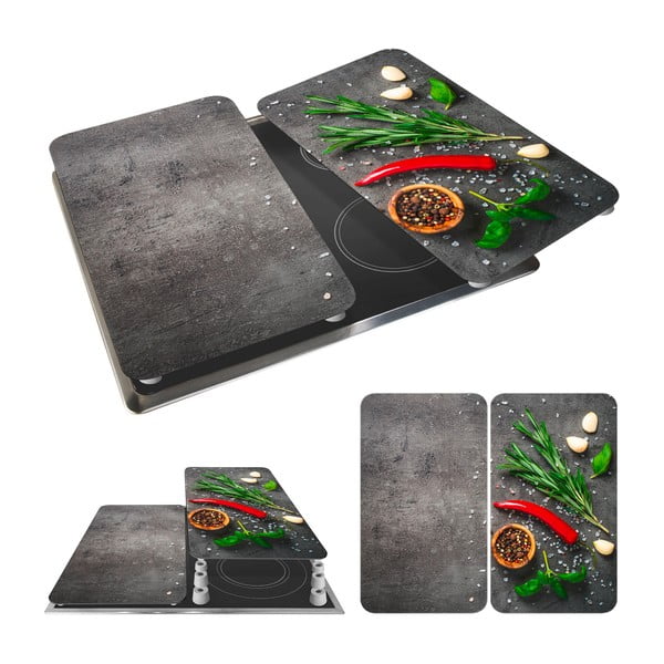 Karastatud klaasist pliidikatte komplekt 2 tk 52x30 cm Rosemary - Maximex-image-3
