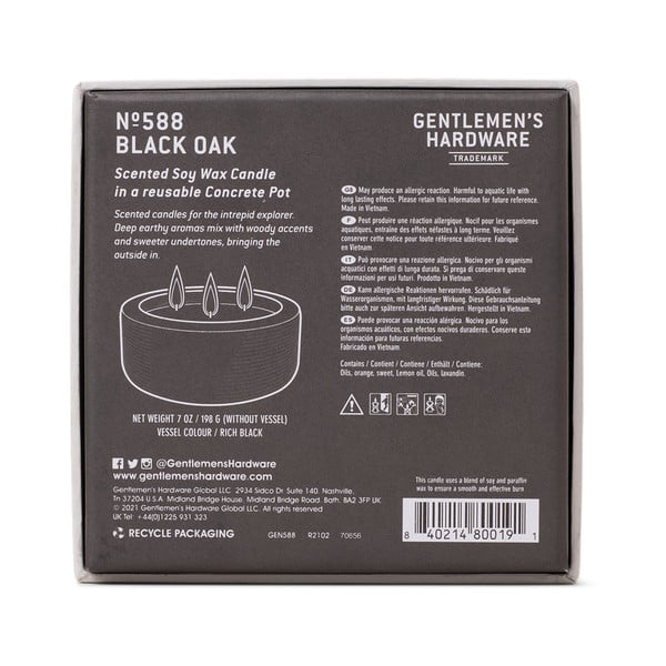 Lõhnastatud sojaküünal, põlemisaeg 40 h Black Oak - Gentlemen's Hardware-image-3
