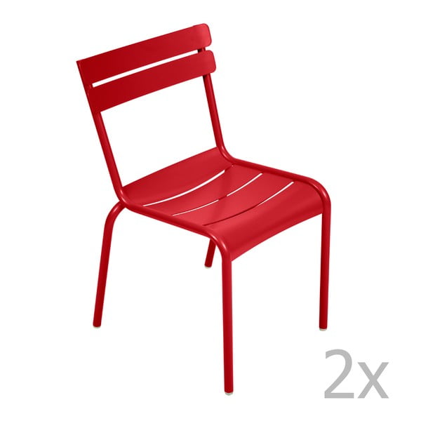 Sada 2 sytě červených židlí Fermob Luxembourg
