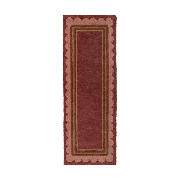 Burgundiapunane käsitsi kootud villane jooksja 80x230 cm Lois - Flair Rugs