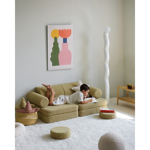 Roheline bukleekangast laste diivan 132 cm Settee - Wigiwama-image-3