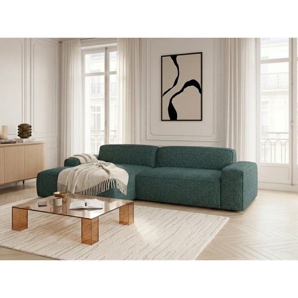 Roheline diivanvoodi/elektrilise istmepikendusega nurgadiivan (vasak nurk) Abel - Bobochic Paris-image-1