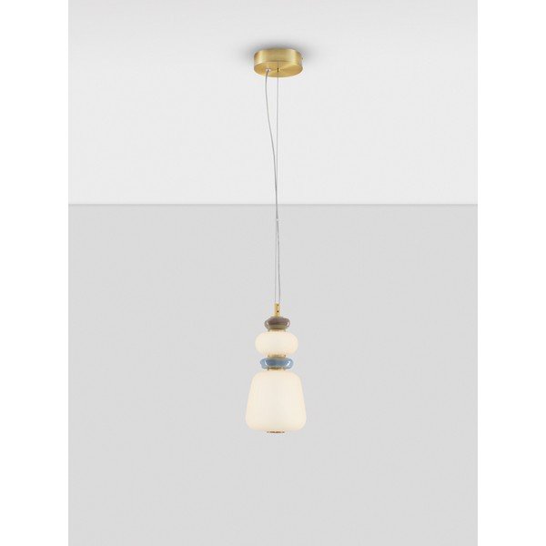 Valge/kuldse värvi metallist LED-rippvalgusti portselanist varjuga/klaasist varjuga, ø 17 cm Palo - Nova Luce-image-4