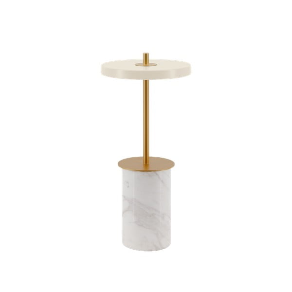 Kreem marmorist LED dimmerdatav lauavalgusti metallist lambivarjuga (kõrgus 25,5 cm) Asteria Move Mini - UMAGE