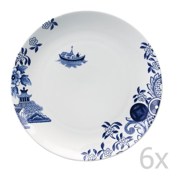 Sada 6 porcelánových talířů Willow Love Story, 27 cm