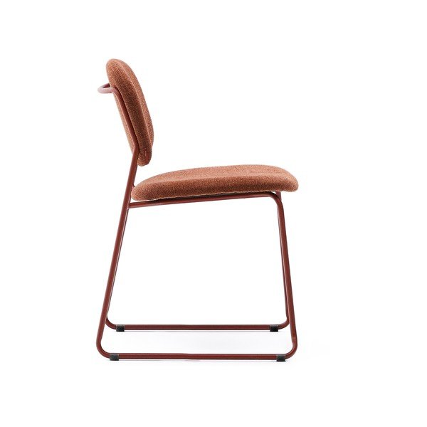 Terrakottapunane metallist virnastatav söögitool Meli - Kave Home-image-3