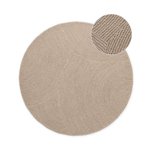 Beež käsitsi kootud ümmargune villane vaip ø 120 cm Eleni Light Beige - Hanse Home