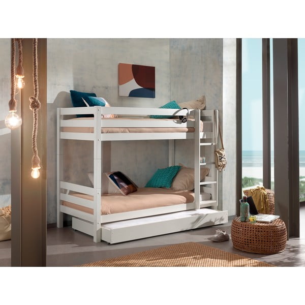 Valge männipuidust laste narivoodi koos panipaigaga PINO - Vipack-image-1