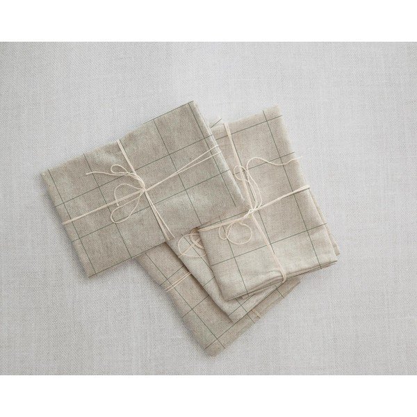 4 linasest salvrätikust koosnev komplekt Rohelised jooned, 43 x 43 cm - Really Nice Things-image-2