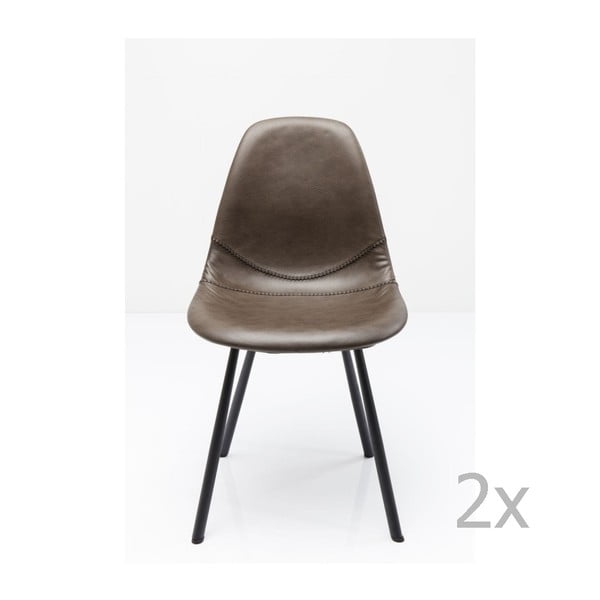 Sada 2 šedých jídelních židlí s ocelovou konstrukcí Kare Design Lounge
