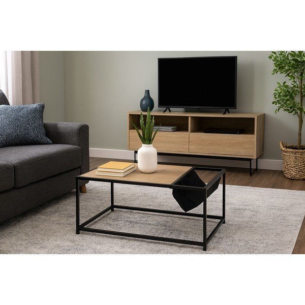 Must tammeimitatsiooniga diivanilaud 60x99 cm Bayen - Bonami Essentials-image-1