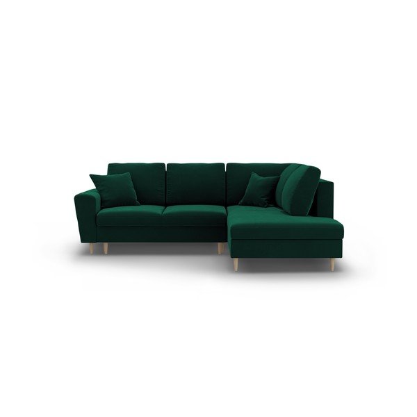 Roheline sametist panipaigaga nurgadiivanvoodi (parem nurk/"L"-kujuline) Kyoto - Cosmopolitan Design