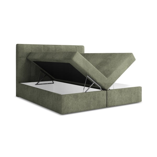 Roheline boxspring voodi panipaigaga 180x200 cm Palta – Makamii-image-1