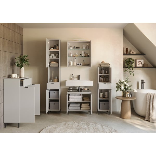 Kreem kõrge/kitsas vannitoakapp 30x120 cm Arcena - Germania-image-4