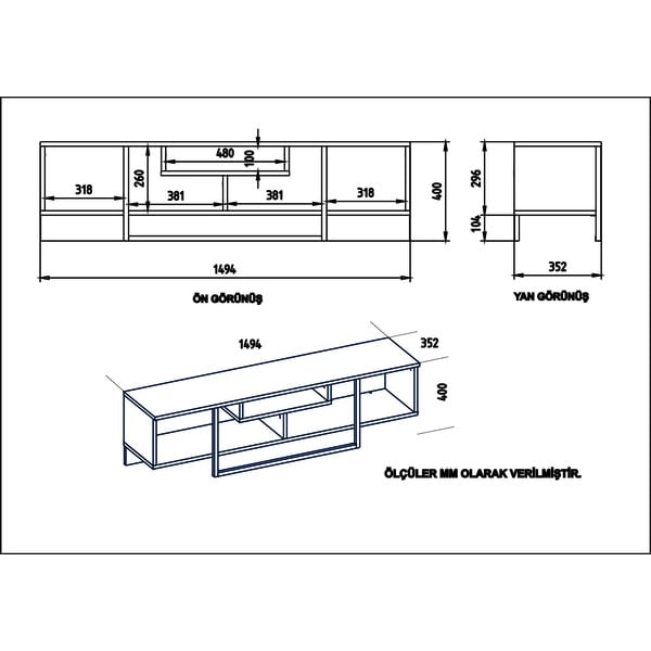 Valge telerilaud tammepuust 149x40 cm Asal - Kalune Design-image-4