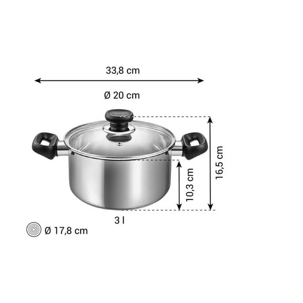 Roostevabast terasest kaanega pott induktsioonpliidile 3 l Brava - Tescoma-image-3
