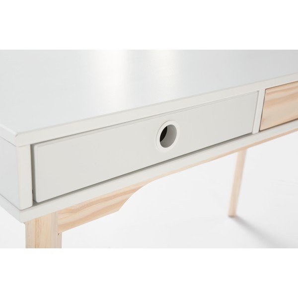 Valge kirjutuslaud männipuidust jalgadega Kiara - Marckeric-image-1