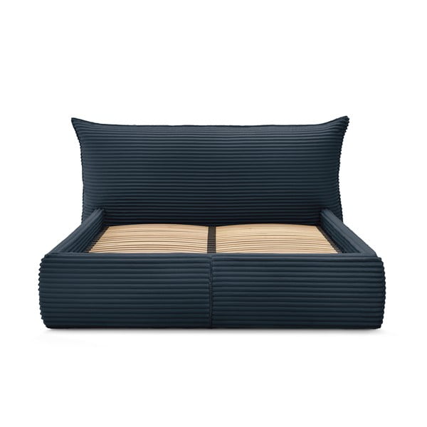 Tumesinine polsterdatud kaheinimesevoodi koos voodipõhja ja panipaigaga 160x200 cm Jade - Bobochic Paris-image-4