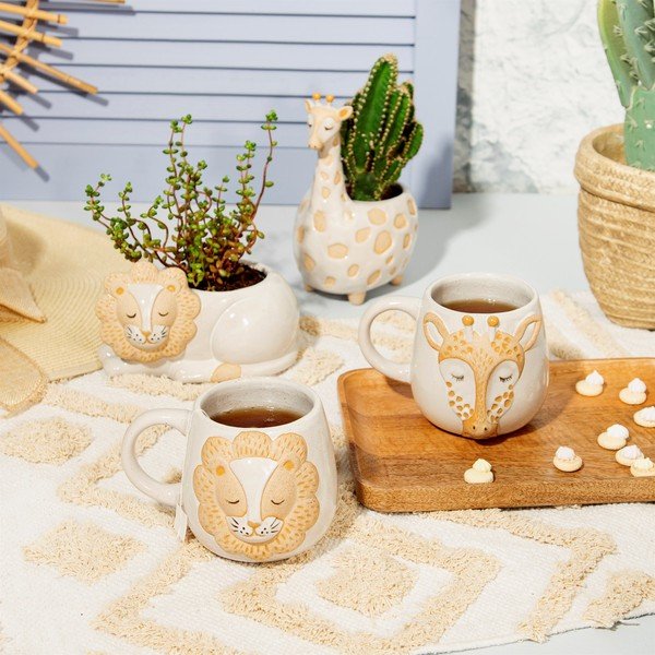 Valge ja beež kruus, 350 ml Leo Lion - Sass & Belle-image-1