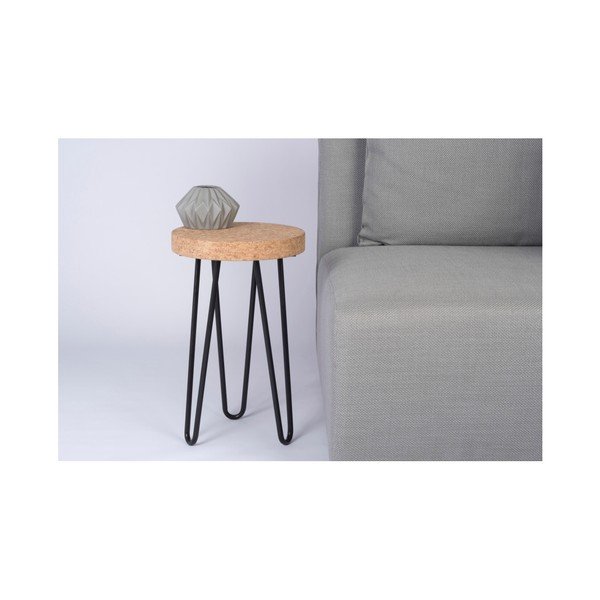 Černý příruční stolek s deskou z korku TemaHome Drum-image-3