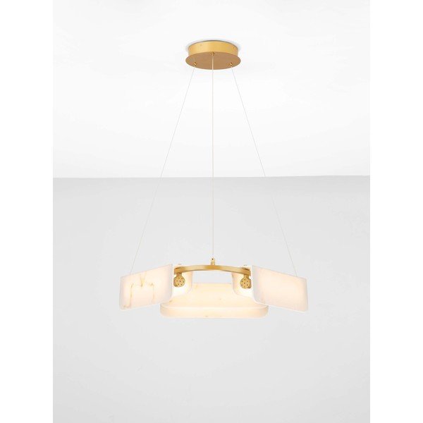 Kreemikas/messingvärvi LED-rippvalgusti marmorist dekooriga, hämardatav, ø 63 cm Aider - Nova Luce-image-3
