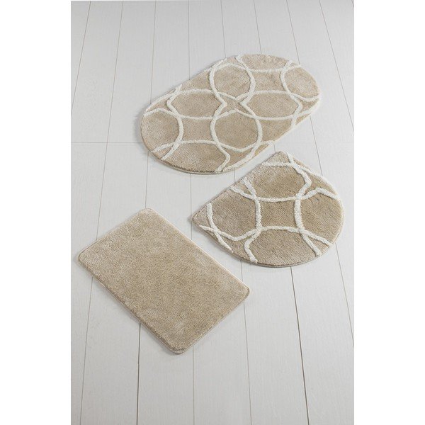 Beež vannitoavaipade komplekt 3 tk 60x40 cm Bonne - Foutastic-image-1