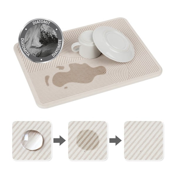 Beež kobediatomiidist nõudekuivatusalus 40x30 cm Damon - Wenko-image-3