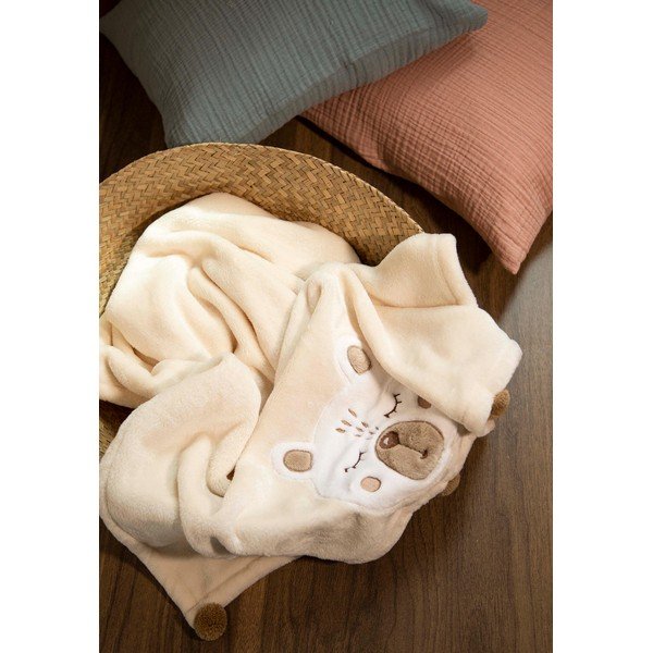 Beež puuvillane beebitekk 75x120 cm Teddy - Mijolnir-image-2