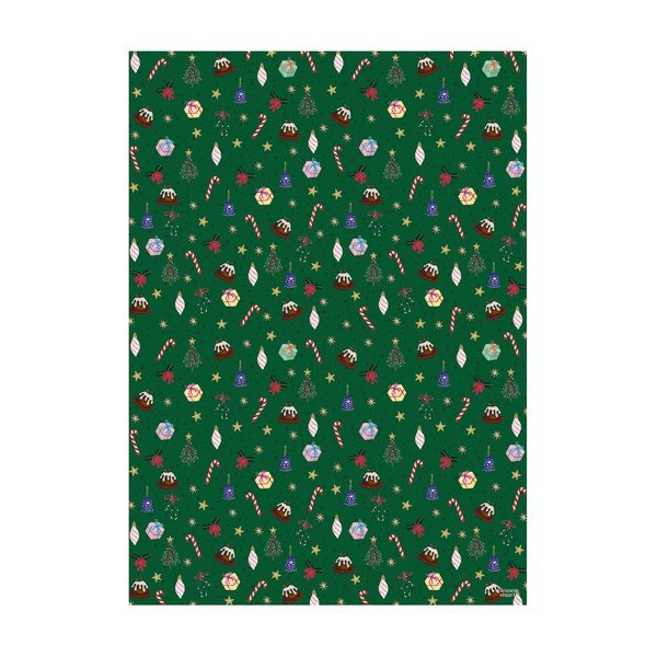 5 lehte rohelist pakkepaberit , 50 x 70 cm Christmas Fun - eleanor stuart-image-1