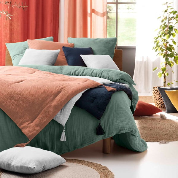 Heleroheline pikendatud musliinist voodipesu kaheinimesevoodile 240x260 cm Angelia - douceur d'intérieur-image-2